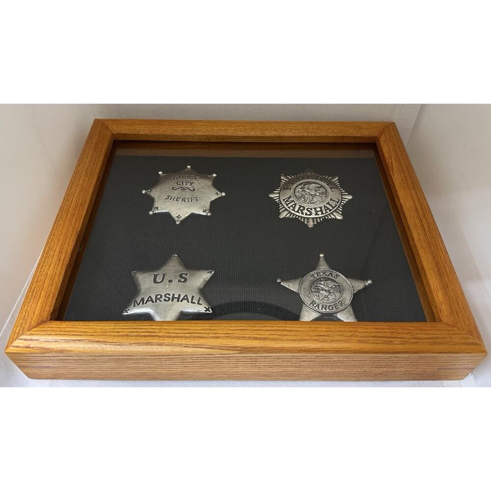 LAWMAN BADGES OF THE OLD WEST Replicas w/Display Case